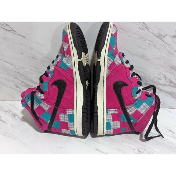 NikeiD Women's Custom Hot Pink Patchwork Fabric Hi Top Sneaker Shoes Size 6.5 - Picture 6 of 8